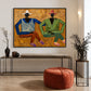 Ochre Companions artwork in a black frame, displayed in a furnished interior (interior view 3).