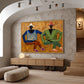 Ochre Companions artwork in a gold frame, displayed in a furnished interior (interior view 4).