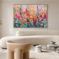 Bloom Tapestry artwork in a natural wood frame, displayed in a furnished interior (interior view 3).