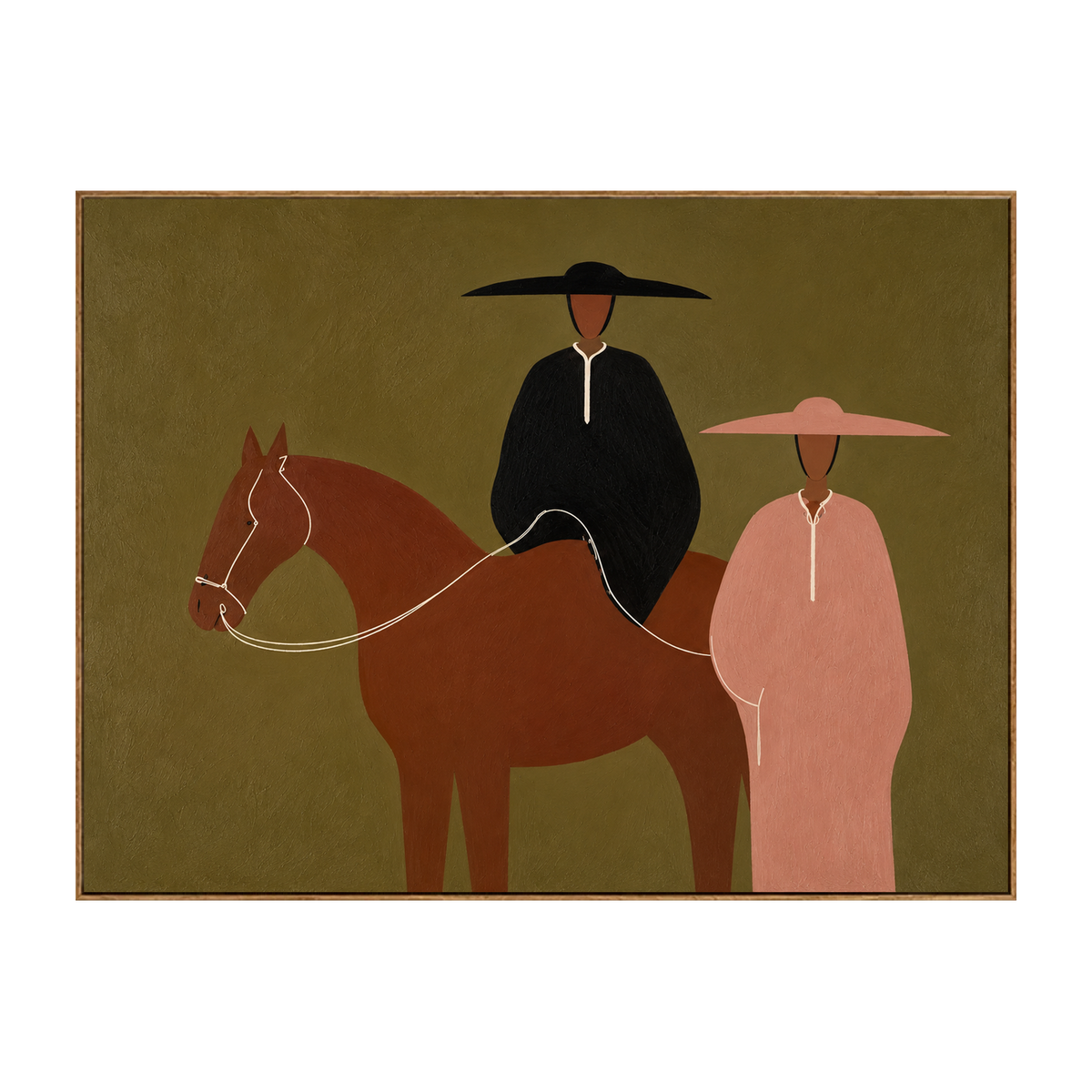 Prairie Pair horizontal artwork in a natural wood frame on a transparent background.