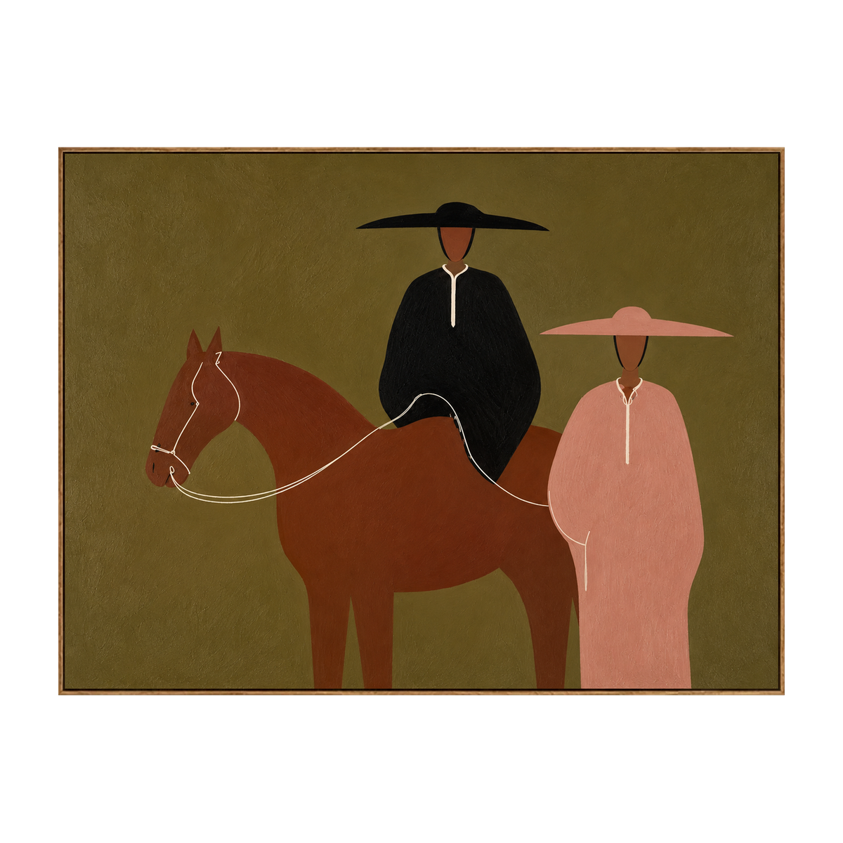 Prairie Pair horizontal artwork in a natural wood frame on a transparent background.