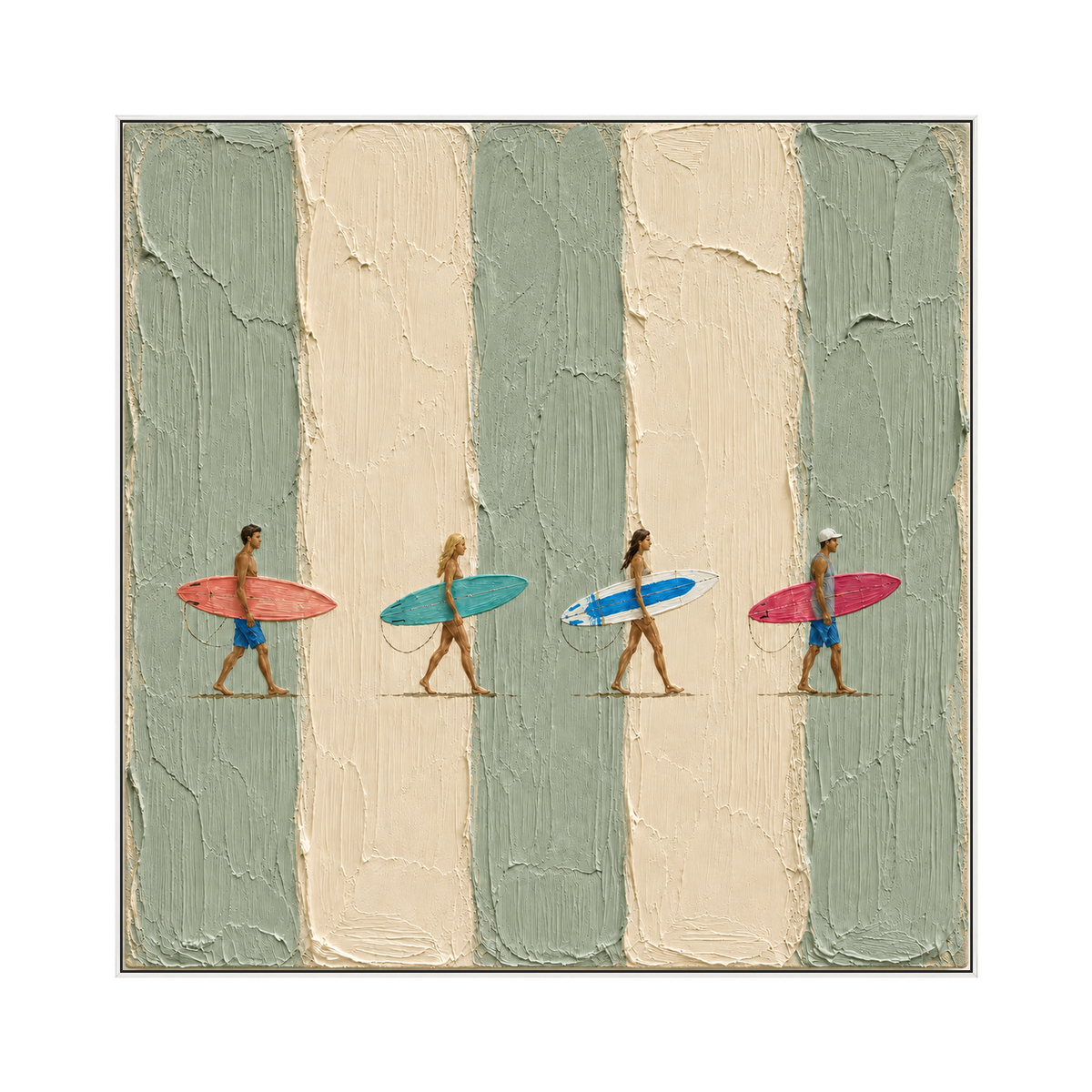 Surf Quartet square artwork in a white frame on a transparent background.