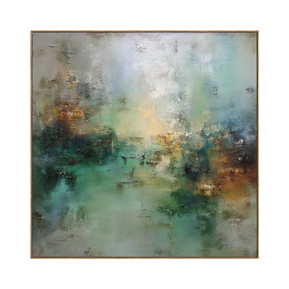 Mistbound Light square artwork in a natural wood frame on a transparent background.