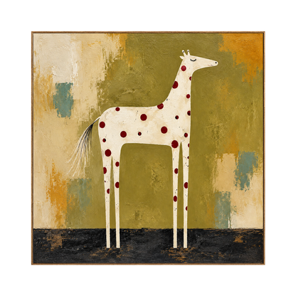 Spotted Grace square artwork in a natural wood frame on a transparent background.