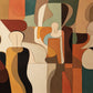 Earthtone Ensemble full artwork with simplified figures emerge from interlocking shapes in rust, ochre, cream and deep teal.