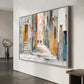 Sunlit Passage artwork displayed on a light wall in an angled close-up view.