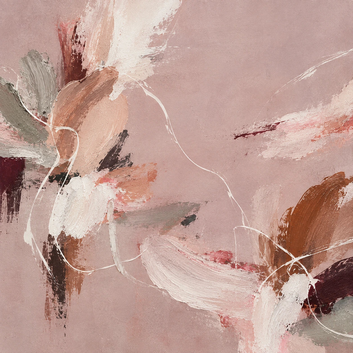 Blush Reverie full artwork. Sweeps of ivory, muted terracotta and deep burgundy cross a dusty pink ground.