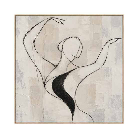 Poised Lines square artwork in a natural wood frame on a transparent background.