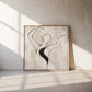 Poised Lines artwork displayed resting on a sunlit ledge against a textured wall.