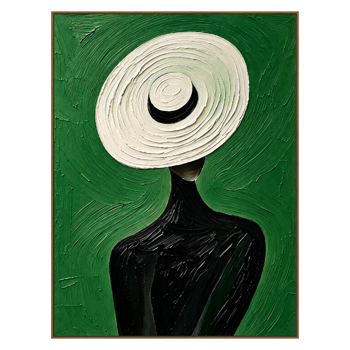 Ivory Brim vertical artwork in a natural wood frame on a transparent background.