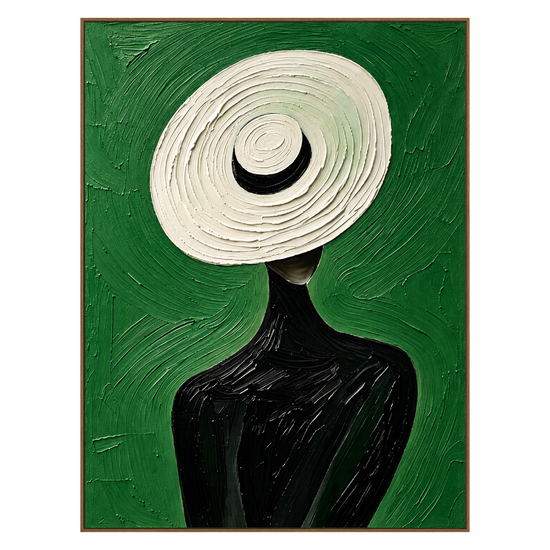 Ivory Brim vertical artwork in a natural wood frame on a transparent background.