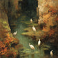 Stillwater Haven full artwork with white wading birds beside a green stream surrounded by golden and rust-colored woodland foliage.
