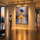 Rainlit Saffron artwork displayed on a gallery wall beneath track lighting.