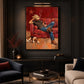 Cowboy Repose artwork displayed above a console in a dark sitting room.