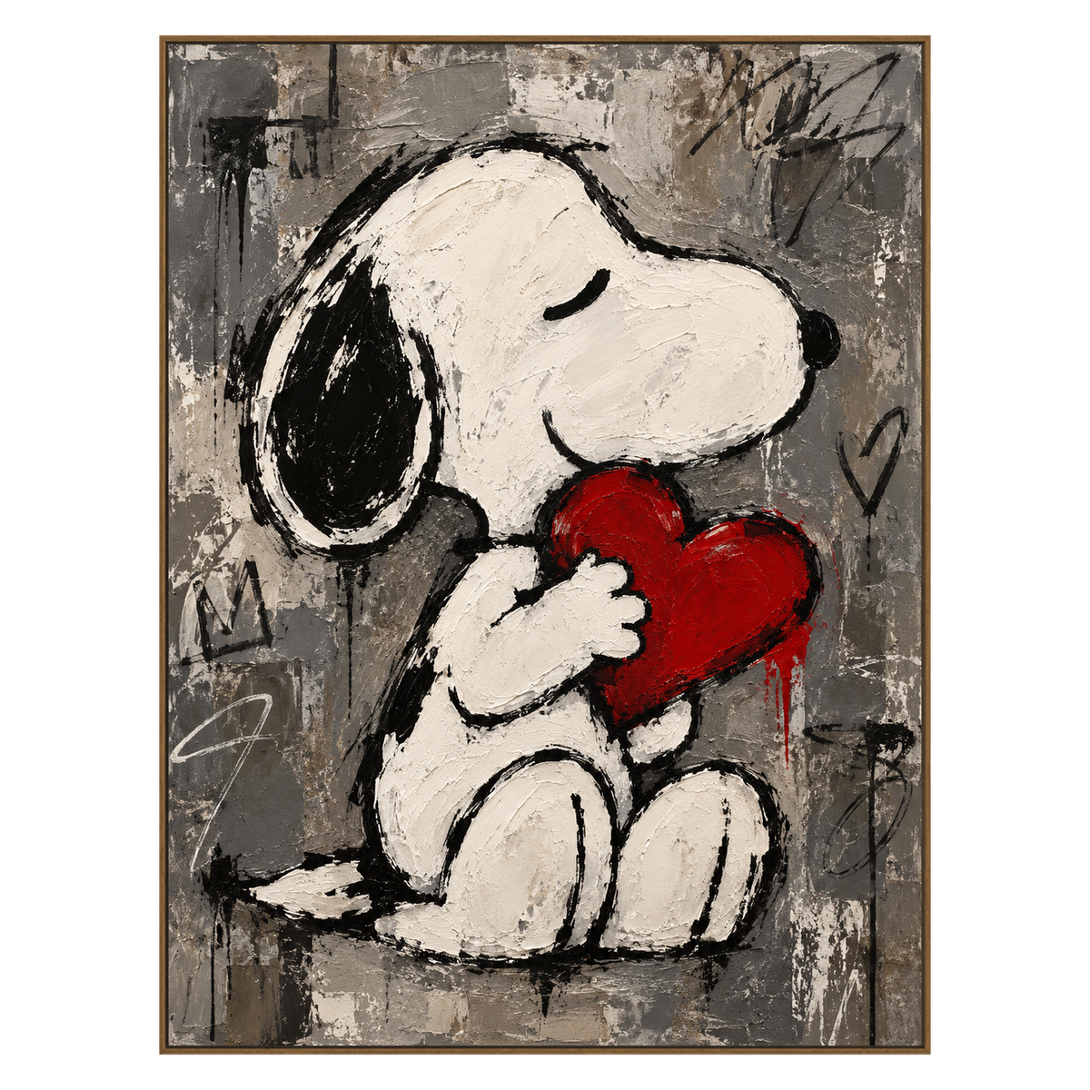 Heartfelt Companion vertical artwork in a natural wood frame on a transparent background.