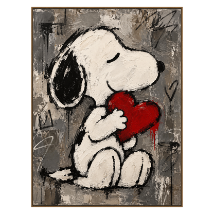 Heartfelt Companion vertical artwork in a natural wood frame on a transparent background.