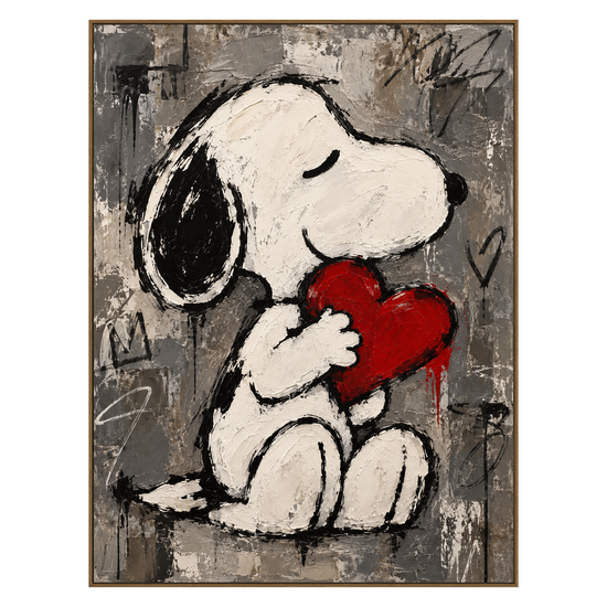 Heartfelt Companion vertical artwork in a natural wood frame on a transparent background.