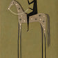 Starbound Rider full artwork. A dark-clad rider holds a long spear above a pale gray horse decorated with small star motifs.