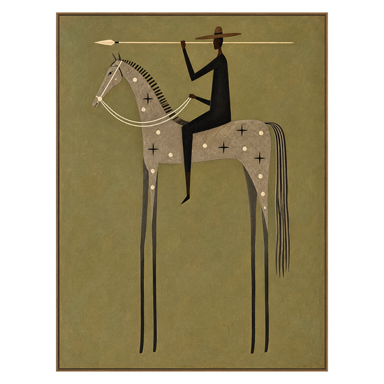 Starbound Rider artwork in a natural wood frame on a transparent background.