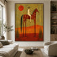Ember Rider artwork displayed above a sofa beside sunlit windows.