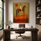 Ember Rider artwork displayed above a desk and dark office chair.
