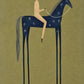 Indigo Standard full artwork. A pale rider carries a long horizontal spear while seated on an indigo horse.