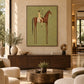 Chestnut Standard artwork displayed above a sideboard beside upholstered chairs.