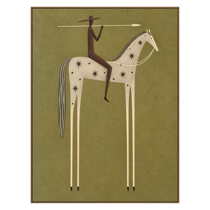 Starry Standard artwork in a natural wood frame on a transparent background.