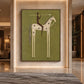 Starry Standard artwork displayed above a fireplace beside a lounge chair.