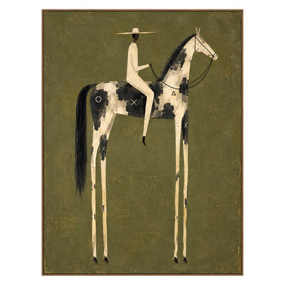 Painted Sentinel artwork in a natural wood frame on a transparent background.