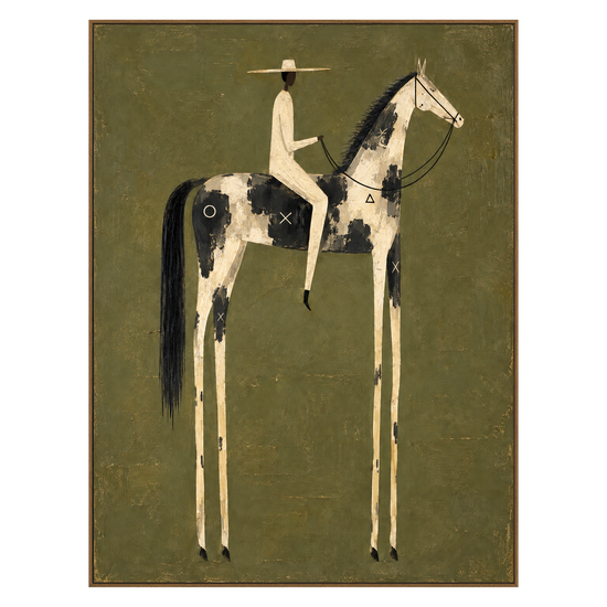 Painted Sentinel artwork in a natural wood frame on a transparent background.