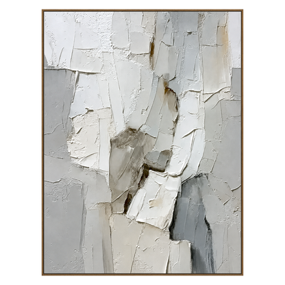 Ivory Rift artwork in a natural wood frame on a transparent background.