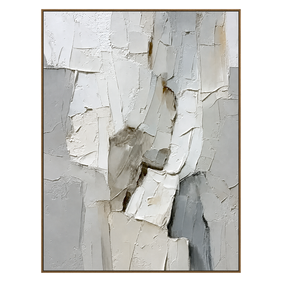 Ivory Rift artwork in a natural wood frame on a transparent background.