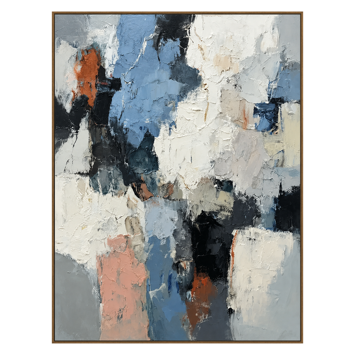 Slate Fragments artwork in a natural wood frame on a transparent background.