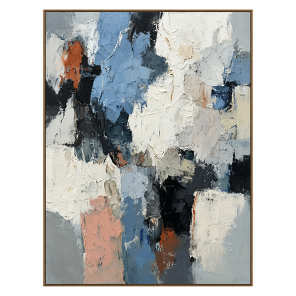 Slate Fragments artwork in a natural wood frame on a transparent background.