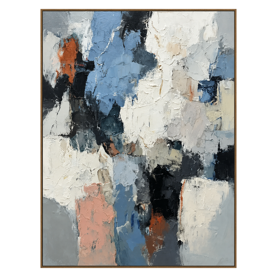 Slate Fragments artwork in a natural wood frame on a transparent background.