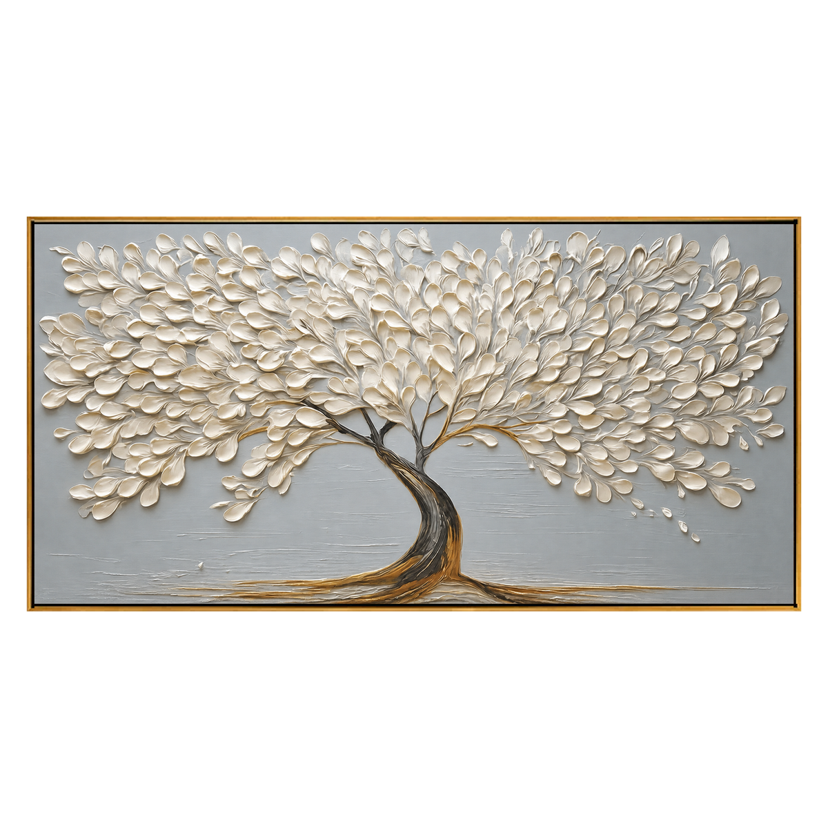 Ivory Arbor artwork in a natural wood frame on a transparent background.