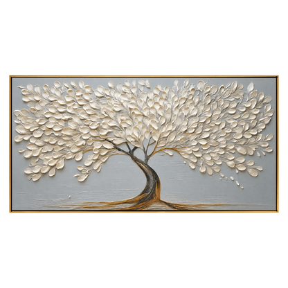 Ivory Arbor artwork in a natural wood frame on a transparent background.