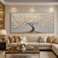 Ivory Arbor artwork displayed above a cream sofa.