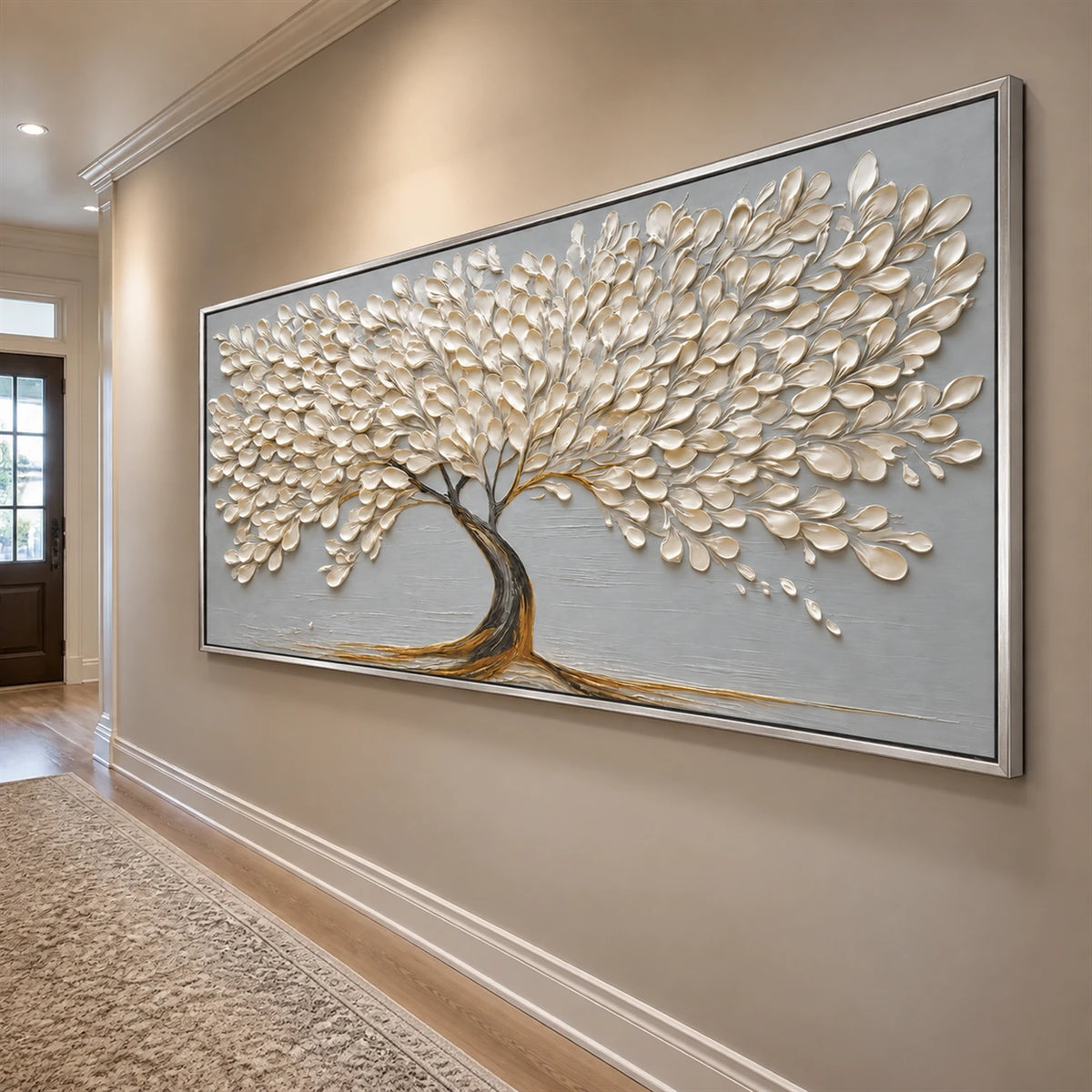 Ivory Arbor artwork displayed along a neutral hallway.