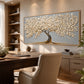 Ivory Arbor artwork displayed above a desk in a warm study.