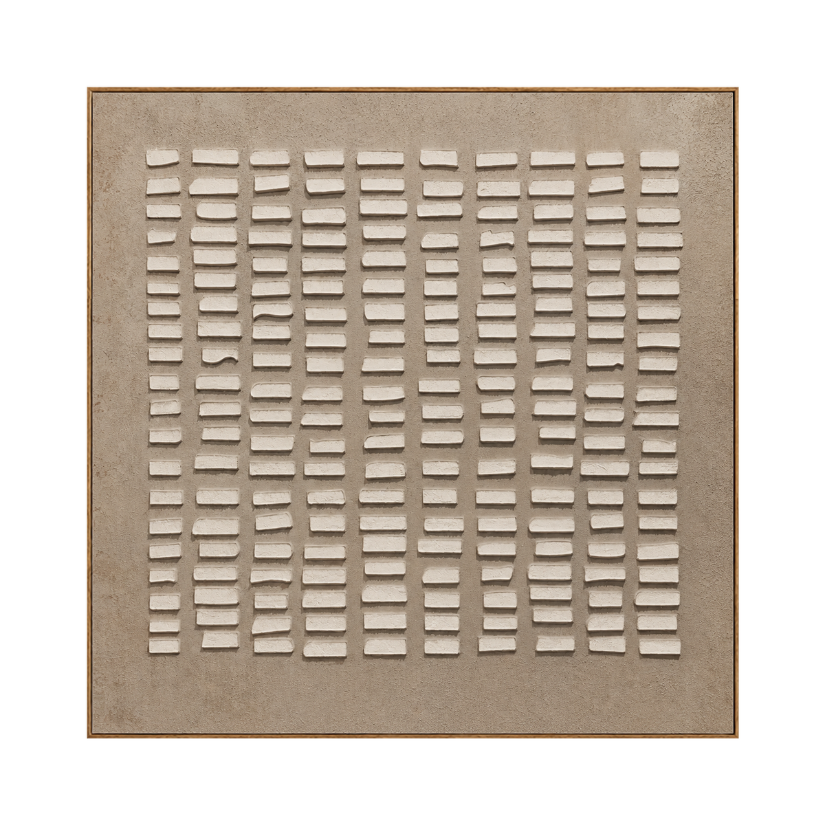 Linen Intervals artwork in a natural wood frame on a transparent background.