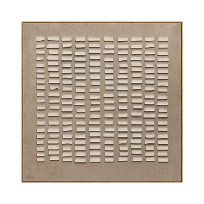 Linen Intervals artwork in a natural wood frame on a transparent background.
