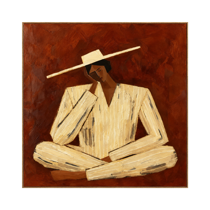 Terracotta Reverie artwork in a natural wood frame on a transparent background.