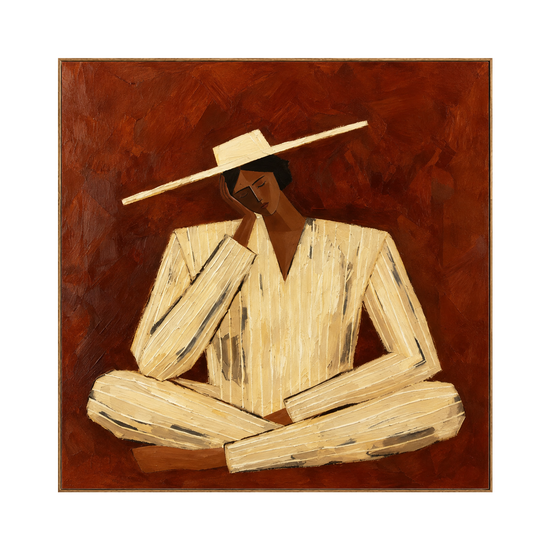 Terracotta Reverie artwork in a natural wood frame on a transparent background.