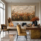 Autumn Wildflowers artwork displayed above a dining table in a bright room.