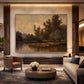Dusklit Bank artwork displayed above seating in a softly lit lounge.