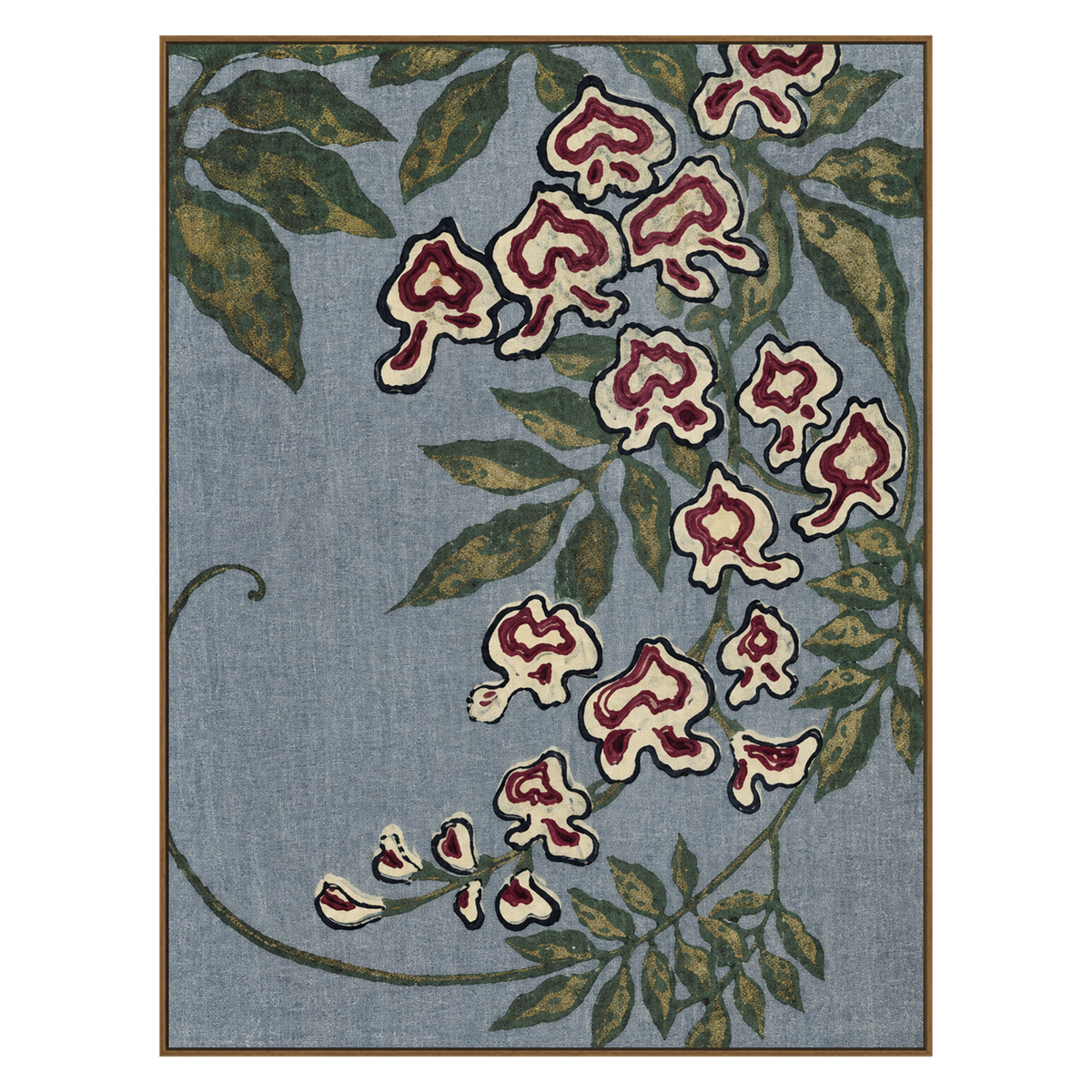 Trailing Orchids artwork in a natural wood frame on a transparent background.