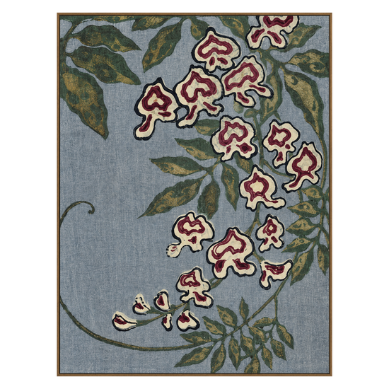 Trailing Orchids artwork in a natural wood frame on a transparent background.