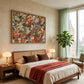 Earthen Mosaic artwork displayed above a bed with terracotta bedding.